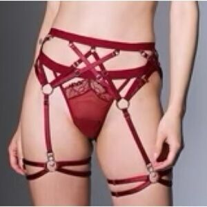 Thistle & Spire strapped in Ruby garter belt lingerie